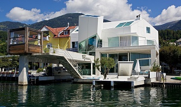 Modern architecture and buildings at the lake